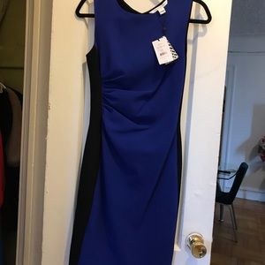 DVF dress size cobalt black midi sleeveless